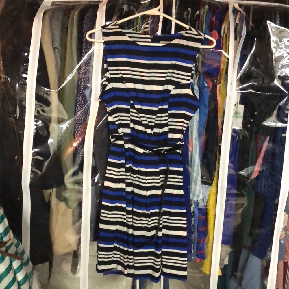 Bailey Blue belted striped dress